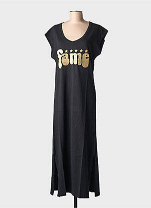 Rochie lungă mâneci scurte mâneci scurte negru NINE TEES femeie
