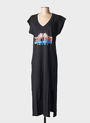 Rochie lungă mâneci scurte mâneci scurte negru NINE TEES femeie