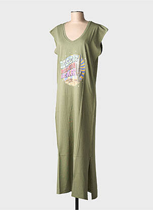 Rochie lungă mâneci scurte mâneci scurte verde NINE TEES femeie