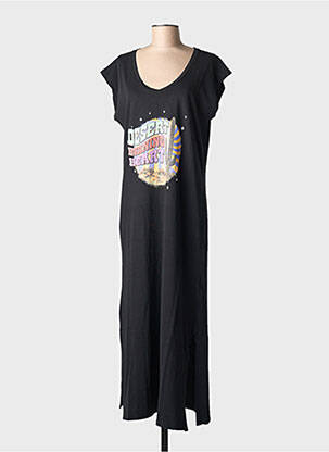 Rochie lungă mâneci scurte mâneci scurte negru NINE TEES femeie
