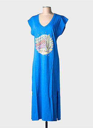 Rochie lungă mâneci scurte mâneci scurte albastru NINE TEES femeie
