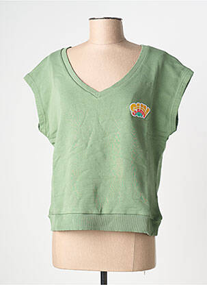 Tricou guler în v mâneci scurte verde NINE TEES femeie