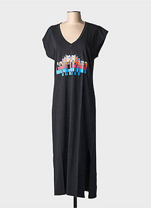 Rochie lungă mâneci scurte mâneci scurte negru NINE TEES femeie