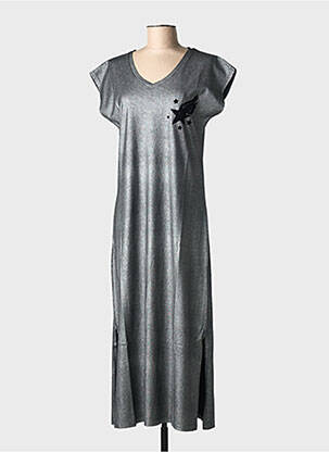 Rochie lungă mâneci scurte mâneci scurte argintiu NINE TEES femeie