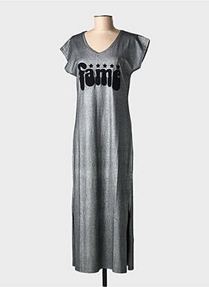 Rochie lungă mâneci scurte mâneci scurte argintiu NINE TEES femeie