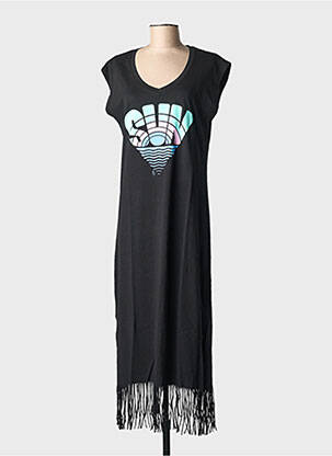 Rochie lungă mâneci scurte mâneci scurte negru NINE TEES femeie
