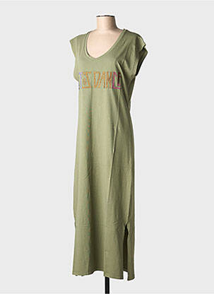 Rochie lungă mâneci scurte mâneci scurte verde NINE TEES femeie