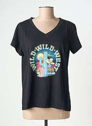 Tricou croială dreaptă mâneci scurte negru NINE TEES femme