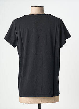 Tricou croială dreaptă mâneci scurte negru NINE TEES femme