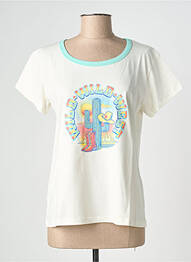 Tricou serigrafie mâneci scurte bej NINE TEES femme