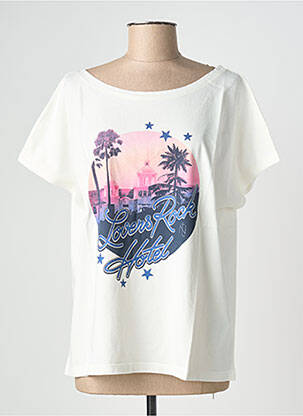 Tricou serigrafie mâneci scurte bej NINE TEES femeie