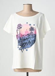 Tricou serigrafie mâneci scurte bej NINE TEES femme