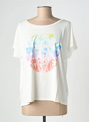 Tricou serigrafie mâneci scurte bej NINE TEES femeie