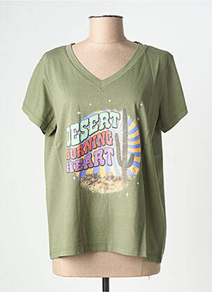 Tricou croială dreaptă mâneci scurte verde NINE TEES femeie