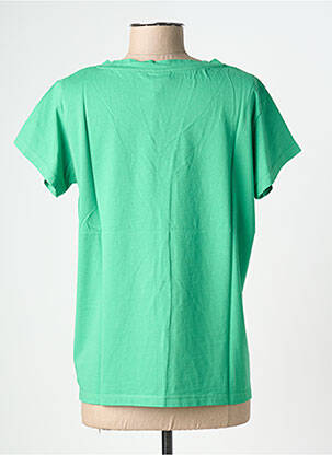 Tricou serigrafie cu strasuri mâneci scurte verde NINE TEES femeie