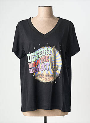 Tricou croială dreaptă mâneci scurte negru NINE TEES femeie