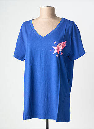 Tricou croială dreaptă mâneci scurte albastru NINE TEES femeie