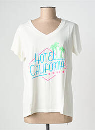 Tricou croială dreaptă mâneci scurte bej NINE TEES femme