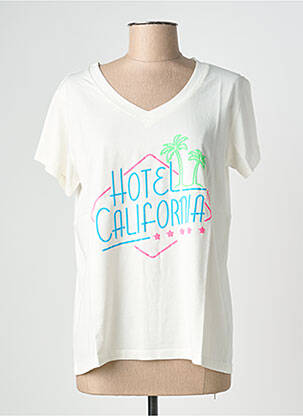 Tricou croială dreaptă mâneci scurte bej NINE TEES femme