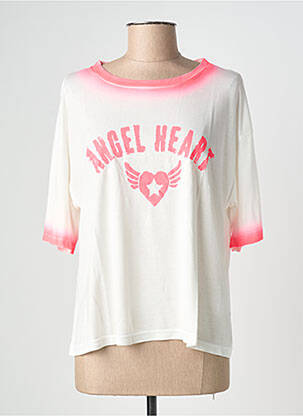 Tricou serigrafie mâneci scurte roz NINE TEES femeie