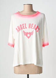 Tricou serigrafie mâneci scurte roz NINE TEES femme