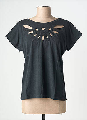 Tricou elasticitate mâneci scurte negru NINE TEES femeie