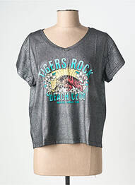 Tricou guler în v mâneci scurte argintiu NINE TEES femme