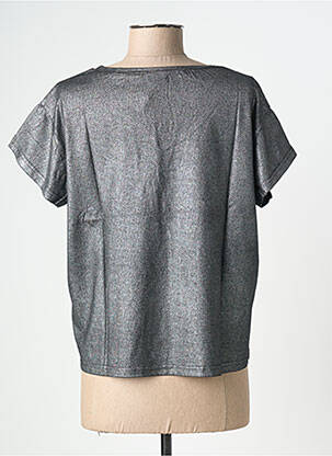 Tricou guler în v mâneci scurte argintiu NINE TEES femeie