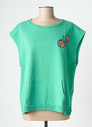 Hanorac broderie mâneci scurte verde NINE TEES femeie