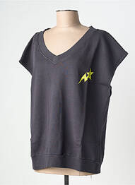 Hanorac elasticitate mâneci scurte gri NINE TEES femme