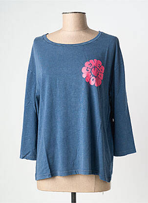 Tricou mâneci 3/4 mâneci 3/4 albastru NINE TEES femeie
