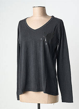 Tricou mâneci lungi mâneci lungi negru NINE TEES femeie