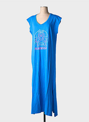 Rochie lungă mâneci scurte mâneci scurte albastru NINE TEES femeie