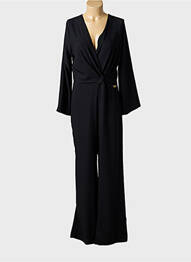 Salopetă-pantalon închidere cu fermoar la spate mâneci lungi negru DINA & DESS femme