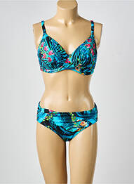 Costum de baie din două piese cu armatură sutien cupe întregi cu decolteu înalt albastru FANTASIE femme