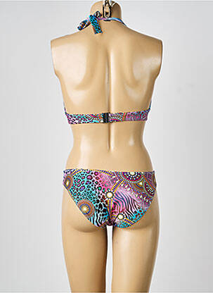 Costum de baie din două piese bretele elastice reglabile top triunghiuri violet CALAO femeie
