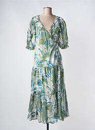 Rochie lungă imprimeu fantezie mâneci scurte verde MOLLY BRACKEN femme