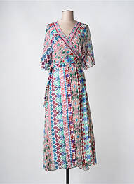 Rochie lungă imprimeu fantezie mâneci scurte alb MOLLY BRACKEN femme