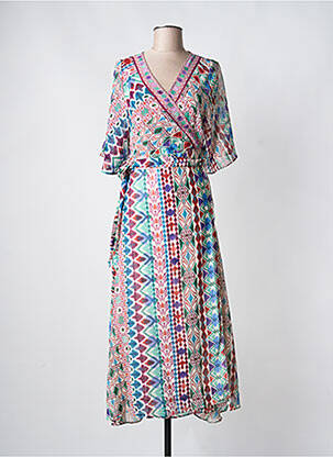 Rochie lungă imprimeu fantezie mâneci scurte alb MOLLY BRACKEN femme