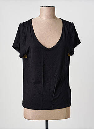 Tricou guler în v mâneci scurte negru PAUL BRIAL femeie