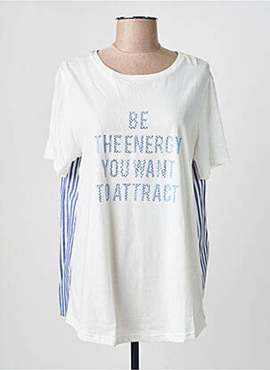Tricou serigrafie cu strasuri mâneci scurte albastru BOCETTO femeie