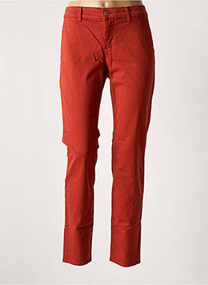 Pantalon chino țesătură poplin mărime normală roșu HAPPY femeie