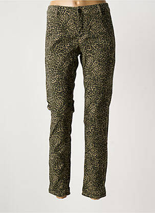 Pantalon slim țesătură poplin mărime normală verde HAPPY femeie