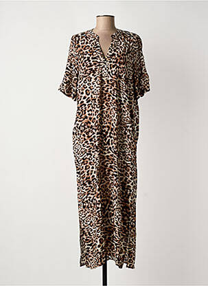 Rochie lungă imprimeu fantezie mâneci scurte maro B.YOUNG femme