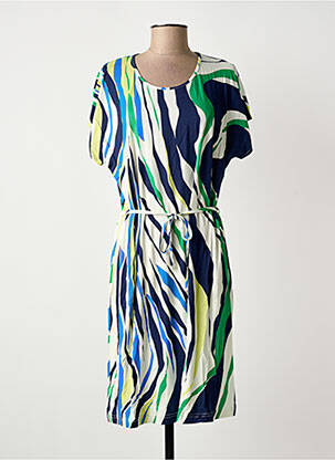 Rochie midi imprimeu fantezie mâneci scurte albastru GRIFFON femme