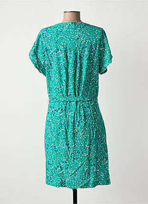 Rochie scurtă croială fluidă mâneci scurte verde TBS femeie
