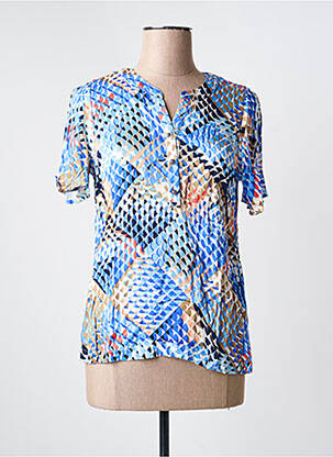 Bluză imprimeu fantezie mâneci scurte albastru BRANDTEX femme