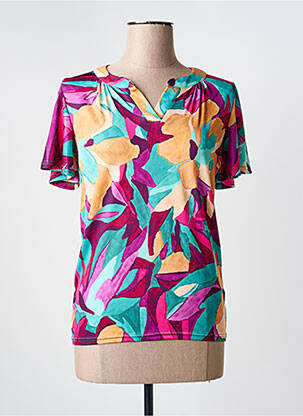 Tricou guler în v mâneci scurte violet JULIE GUERLANDE femeie