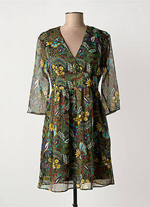 Rochie scurtă mâneci 3/4 mâneci 3/4 verde ONE STEP femme