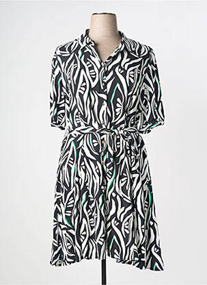 Rochie midi imprimeu fantezie mâneci scurte negru JULIE GUERLANDE femme